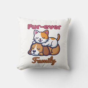 Fur‑ever Familj – Roligt Present till Katt- och Hu Kudde