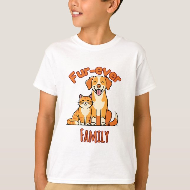 Fur‑ever Family – Cute Cat & Dog for Pet Parents T Shirt (Framsida)