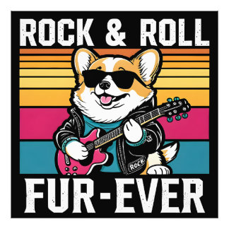 Fur-Ever Rock & Roll With A Rockin Corgi Fototryck