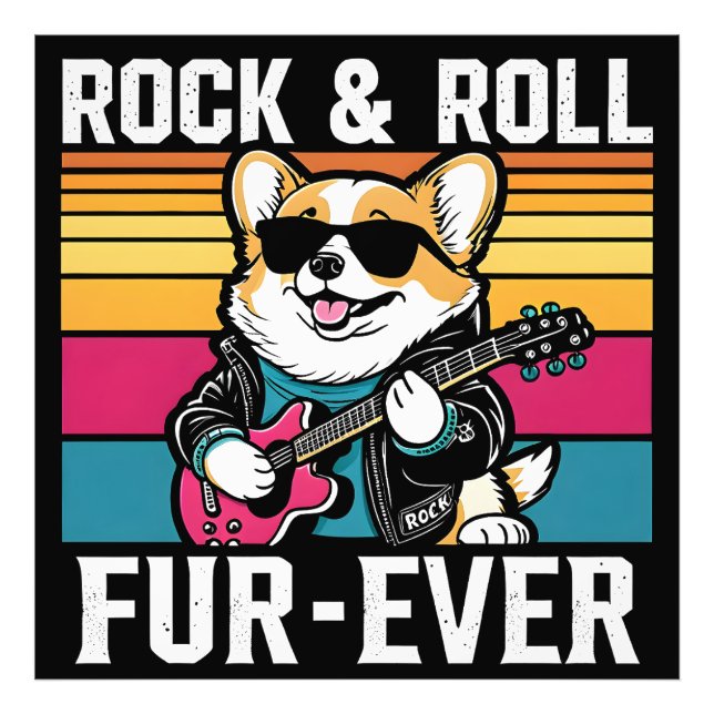 Fur-Ever Rock & Roll With A Rockin Corgi Fototryck (Framsidan)