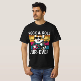 Fur-Ever Rock & Roll With A Rockin Corgi T Shirt