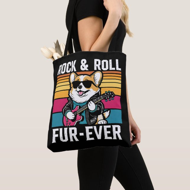 Fur-Ever Rock & Roll With A Rockin Corgi Tygkasse (Närbild)