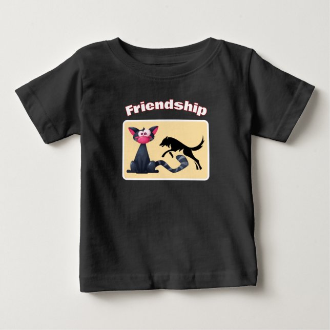 Fur-ever Vänner – Katt & Räv Babyplagg T Shirt (Framsida)