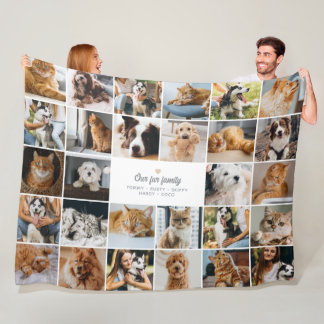 Fur Family Anpassad Text 28-Fotocollage Fleecefilt