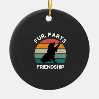 Fur, Farts, Friendship - Funny Dog Lover Retro Julgransprydnad Keramik