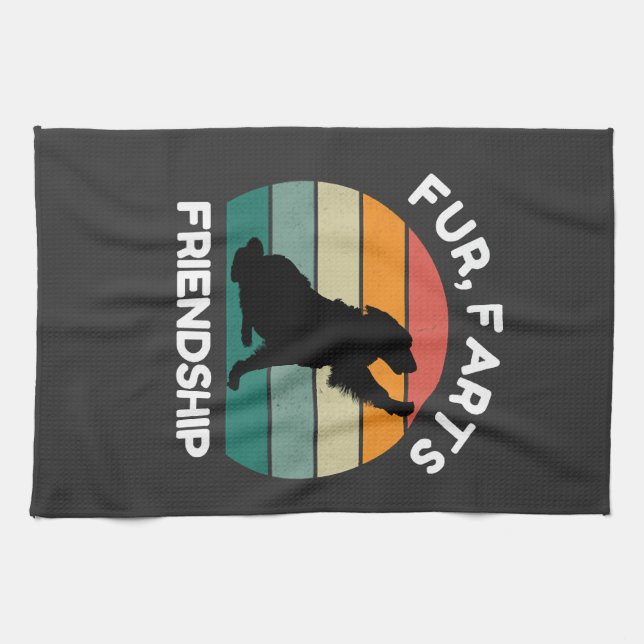 Fur, Farts, Friendship - Funny Dog Lover Retro Kökshandduk (Horisontell)