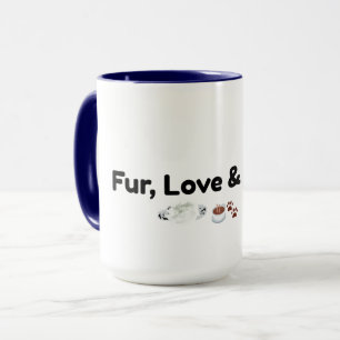 Fur, kärlek & kaffe Rolig hund katt älskare mugg
