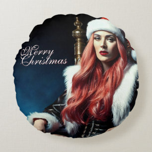 Fur & Leather Diva – God Jul Rund Kudde