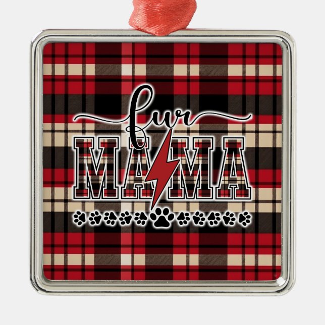 Fur Mama Plaid  Julgransprydnad Metall (Framsidan)