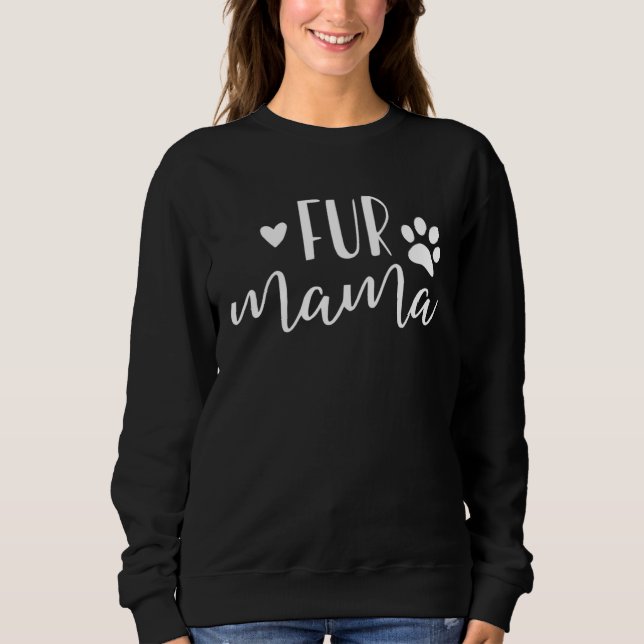 Fur Mama with Paw Print  White Text T Shirt (Framsida)