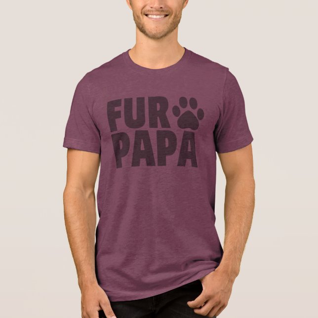 Fur Papa Gray Typografi T Shirt (Framsida)