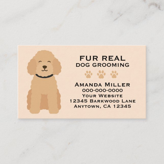 Fur Real Dog Grooming Funny Pet Groomer Design Art Visitkort (Framsida)