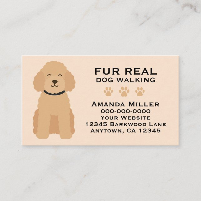 Fur Real Dog Walking Pet Exercise Fitness Humorous Visitkort (Framsida)