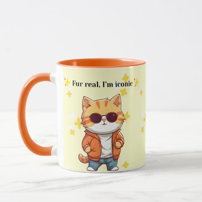 Fur Real, I’m Iconic | Funny Cat Quote Mugg (Vänster)