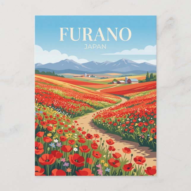 Furano blomfält Japan Vykort (Framsida)