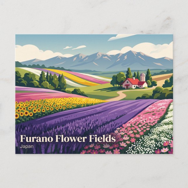 Furano blomsterfält Japan Vykort (Framsida)