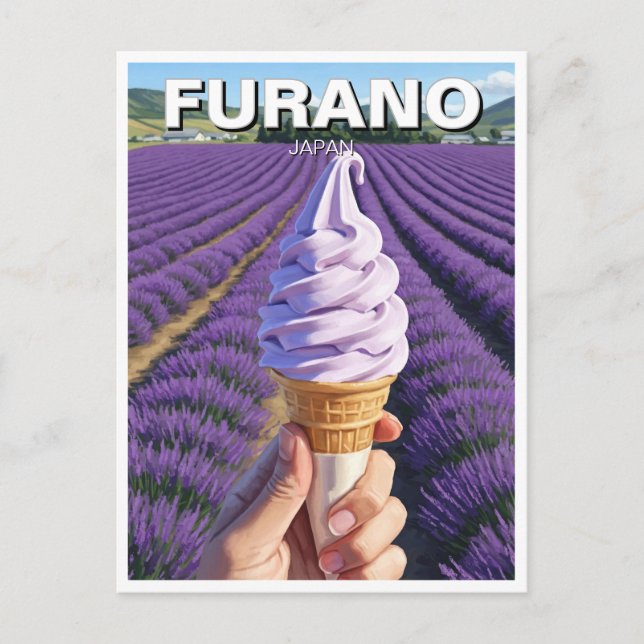 Furano Japan Lavender Fält Ice Cream Travel Vykort (Framsida)