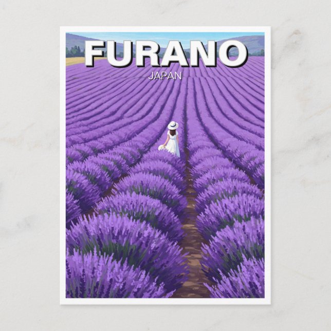 Furano Japan Lavender Fält Travel Vykort (Framsida)
