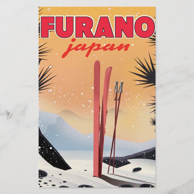 Furano Japansk reseaffisch. Brevpapper (Framsida)