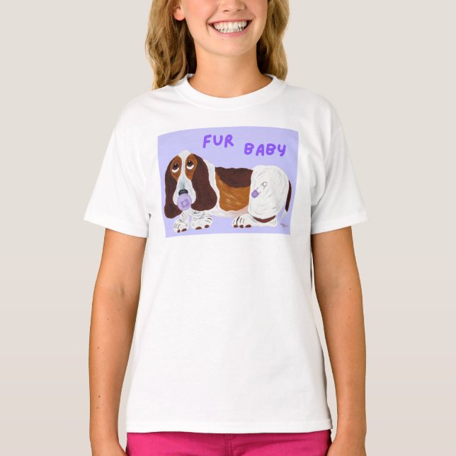 Furbaby Basset Hound Valp  T Shirt (Framsida)