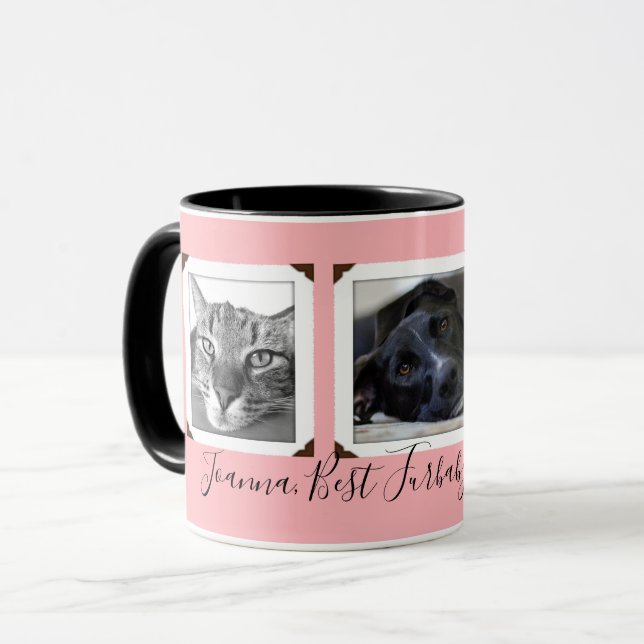 Furbaby Mamma Three Pet Photos gift Mugg (Framsida vänster)