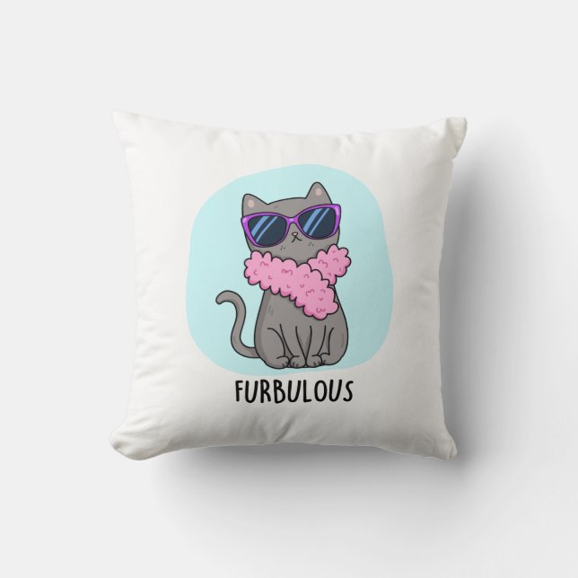 Furbulent Funny Elegant Cat Pun Kudde (Framsida)