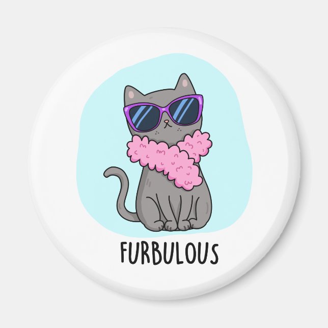 Furbulent Funny Elegant Cat Pun Magnet (Framsidan)
