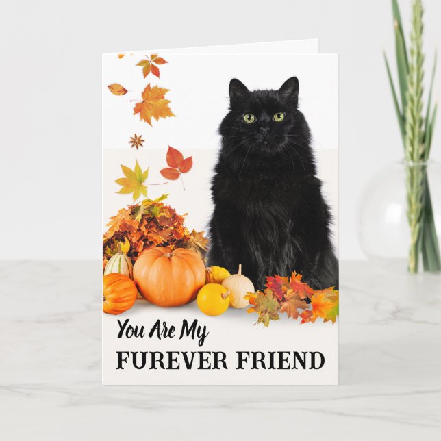 Furever Friend Cute Halloween med svart katt Kort (Framsida)