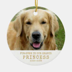 Furever i vår Hjärtfotografi Pet Memorial Anpassni Julgransprydnad Keramik