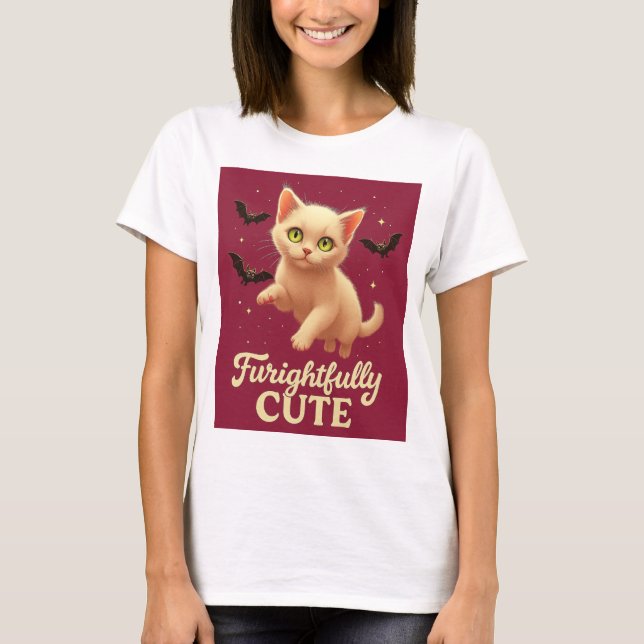 Furightfully Cute – Halloween Cat T-Shirt (Framsida)
