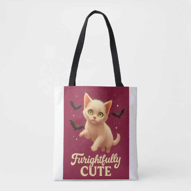 Furightfully Söt – Halloween Katt T-Shirt Tygkasse (Framsida)