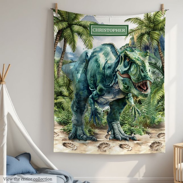 Furious Dinosaur Blanket Personlig Boy Namn Fleecefilt (Furious Dinosaur Blanket Personalized Boy Name)