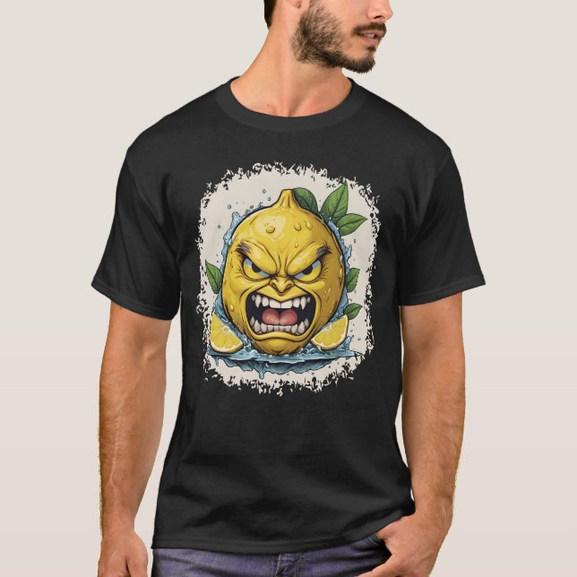 Furious Lemon Face with Splash Effect   T Shirt (Framsida)