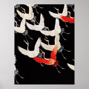 Furisode med ett Myriad of Flies Cranes Poster