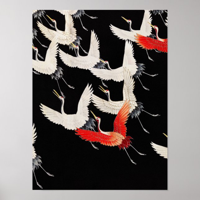 Furisode med ett Myriad of Flies Cranes Poster (Framsidan)