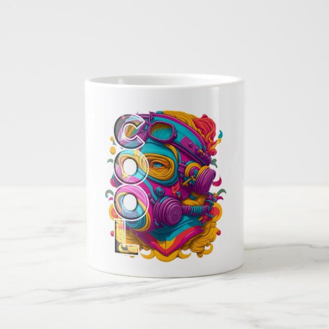 FURISTISK FIGUR MED GASMASK. JUMBO MUGG (Framsidan)