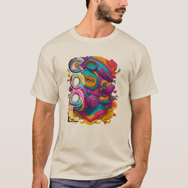 FURISTISK FIGUR MED GASMASK. T SHIRT (Framsida)
