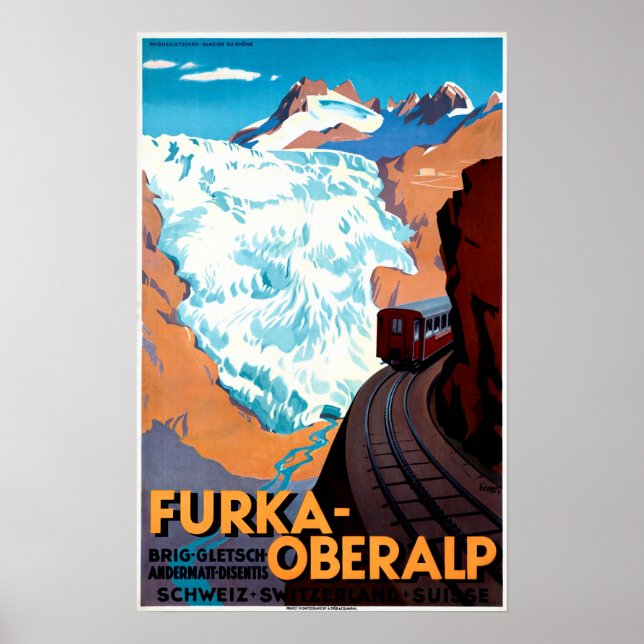 FURKA-OBERALP Narrow Mountain Pass Schweiz Poster (Framsidan)