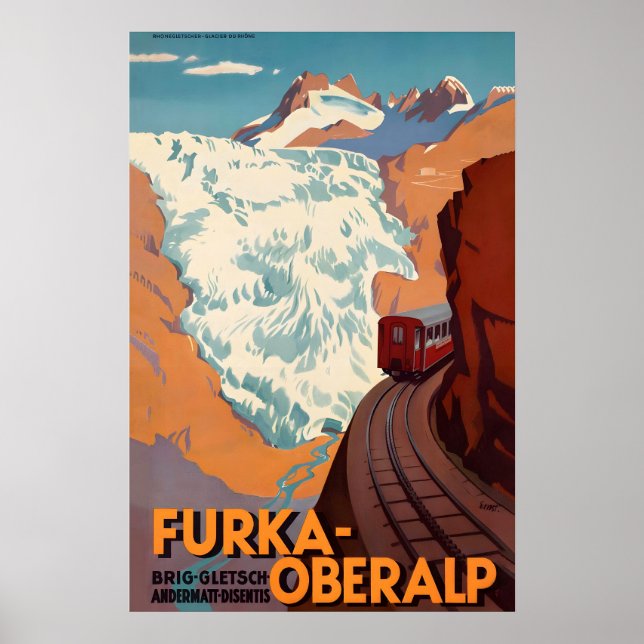 Furka Oberalp Schweiz Smal Bergspass Poster (Framsidan)