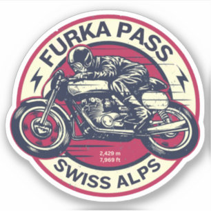Furka Pass - Schweiz bergspass road trip motorcyke Klistermärken