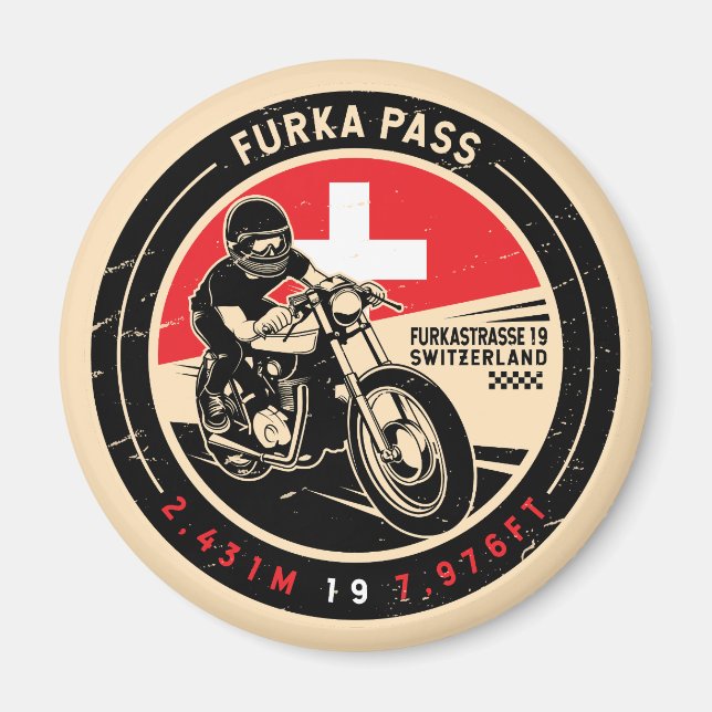 Furka Pass | Schweiz | Motorcykel Magnet (Framsidan)