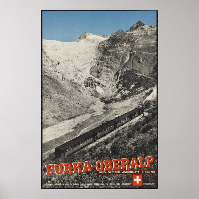 Furka Vintage resor Poster Ad Retro-utskrifter (Framsidan)