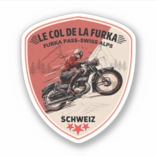 Furkapass - Schweiz bergspass road trip motorcykel Klistermärken