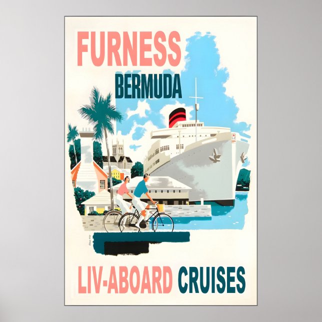Furness Bermuda Line Ångfartygs Resa Affisch (Framsidan)