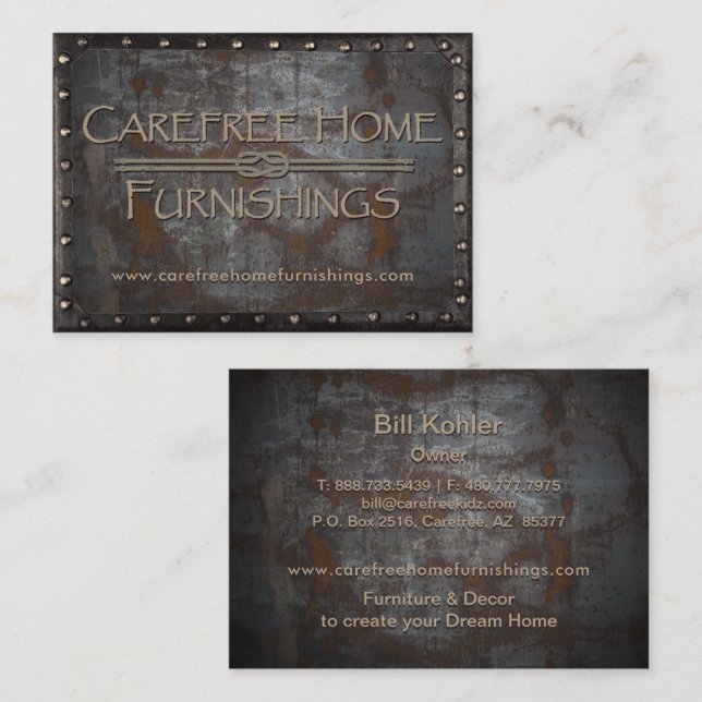 Furnishings Rusty Metall Framed Vintage Visitkort (Fram/baksida)