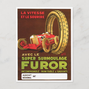 Furor Däck ~ Vintage Automobile Däck Ad Vykort