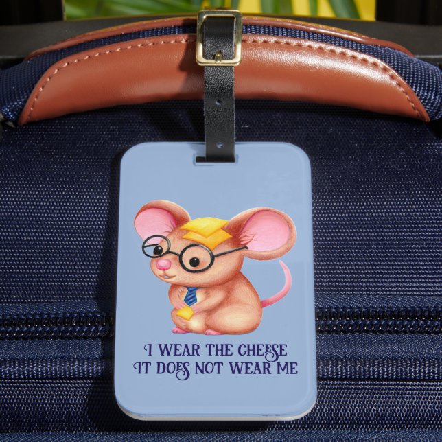 Furry Cheese Man Business Mouse Tie Glasses Nerdy Bagagebricka (Framsida Insitu 2)