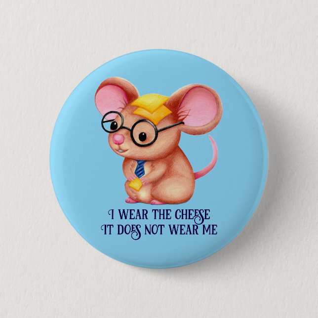 Furry Cheese Man Business Mouse Tie Glasses Nerdy Knapp (Framsida)