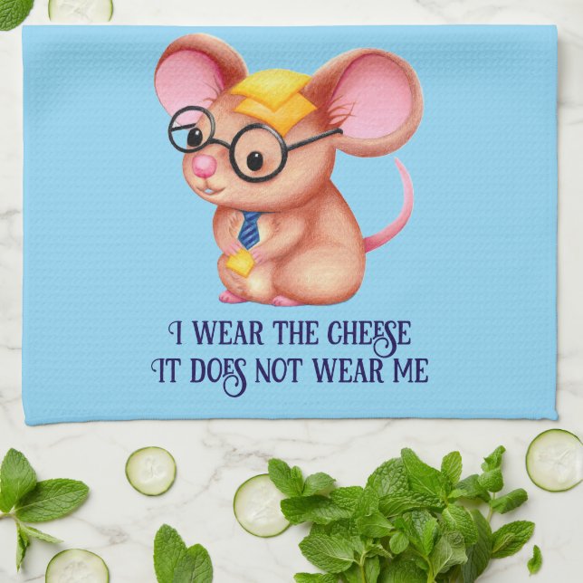 Furry Cheese Man Business Mouse Tie Glasses Nerdy Kökshandduk (Vikta)