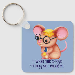 Furry Cheese Man Business Mouse Tie Glasses Nerdy Nyckelring